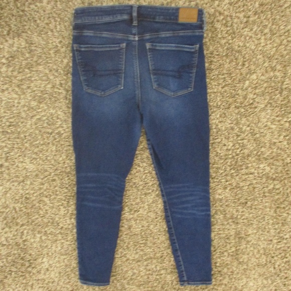 American Eagle Jeans Womens 6 Short Dark Wash High Rise Jegging Distressed Denim - Picture 2 of 9